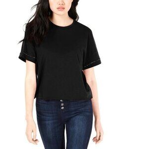 Carbon Copy Cropped Rhinestone-Embellished T-Shirt. XS,S